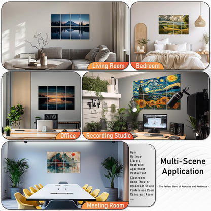 FurnoFlex Art Acoustic Panels Tiles Decorative Room Sound Proof Foam Absorbing Panels Noise Dampening Canceling Reducing Blocker for Walls(Starry Lake)