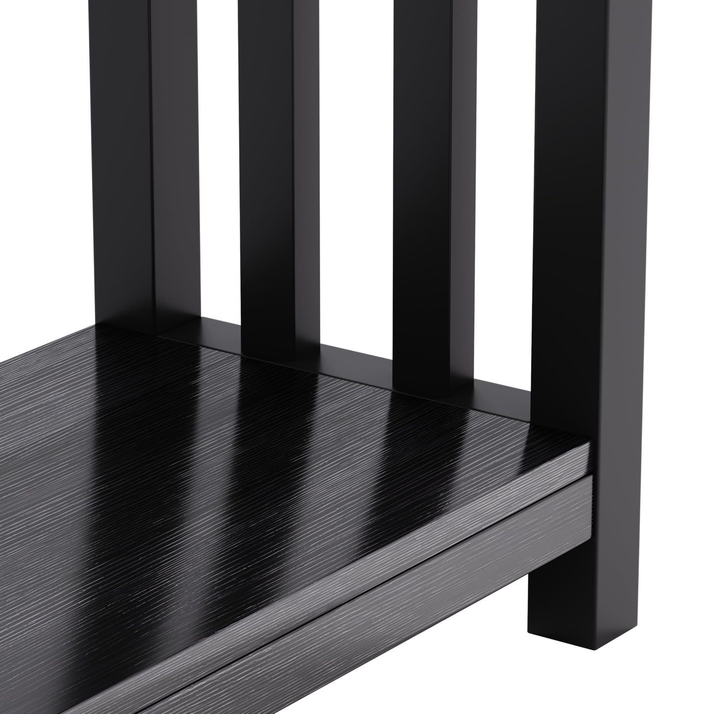 ChooChoo Black End Table for Small Spaces, Narrow Side Table, Night Stand with Storage Shelf for Living Room and Bedroom