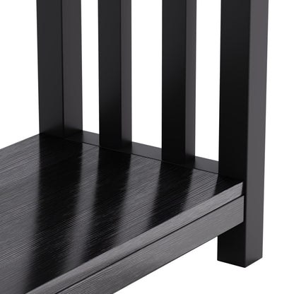 ChooChoo Black End Table for Small Spaces, Narrow Side Table, Night Stand with Storage Shelf for Living Room and Bedroom