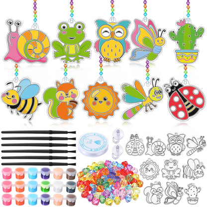WinnerWhy 30 Sets Spring Suncatchers Window Art Kits, Vibrant DIY Sun Catchers Bulk Crafts Paint Your Own Window Ornaments for Adults Home Birthday Activity Project Decor
