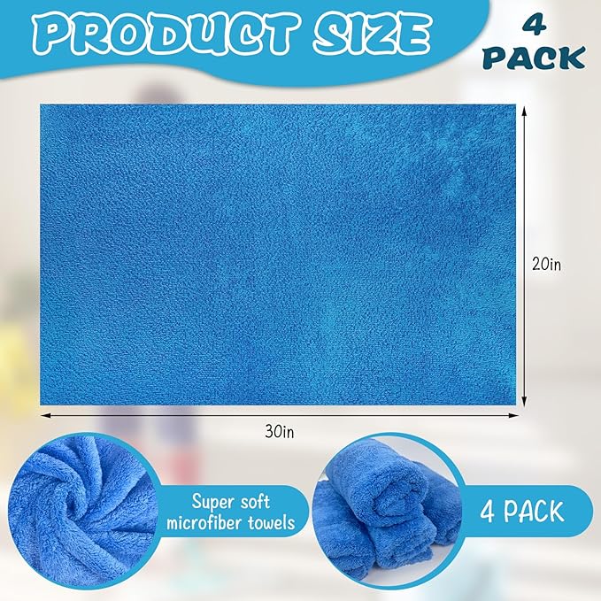 4 Pcs Extra Large Microfiber Cleaning Cloth, Lint and Streak Free