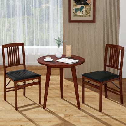 Giantex Folding Dining Chairs Set of 2, Foldable Wood Kitchen Chairs with Padded Seat, Max Load 420 Lbs, No Assembly, Wooden Dining Room Chair, Armless Side Chair for Home Apartment, Brown & Black