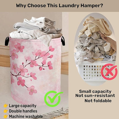 Pink Cherry Blossoms Laundry Basket