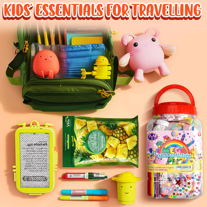 FUNZBO Arts and Crafts Supplies for Kids -Toddlers Craft Kit with Glitter Glue Stick, Pipe Cleaners, Popsicle Sticks, Pompoms & Stickers, Homeschool Supplies, Toys Crafts for Girls Age 4+