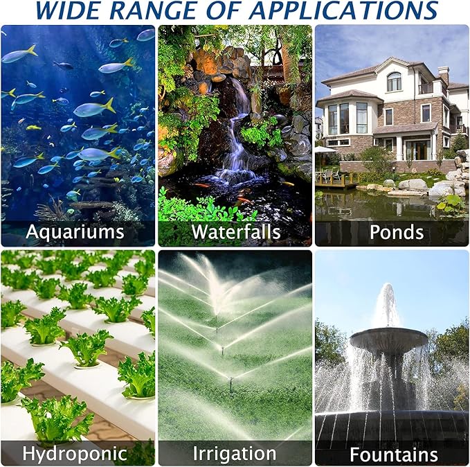 WaterRebirth (7000GPH-320W, UL listed) Large Fountain Submersible Water Pond Sump Pump Aquarium Electric Waterfall Pump Outdoor PS- 7000