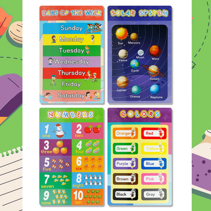 Educational Posters for Elementary Preschool Kindergarten Classroom Learning, Preschool Learning Posters for ABC Alphabet, Time, Number, Months, Colors, Weather, Galaxies , Animals, More, 16.5x11 Inch(12P Style C)