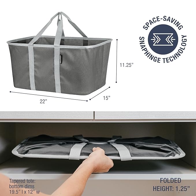 CleverMade Collapsible Laundry Tote 2-Pack – Foldable Carry-All Storage Bin