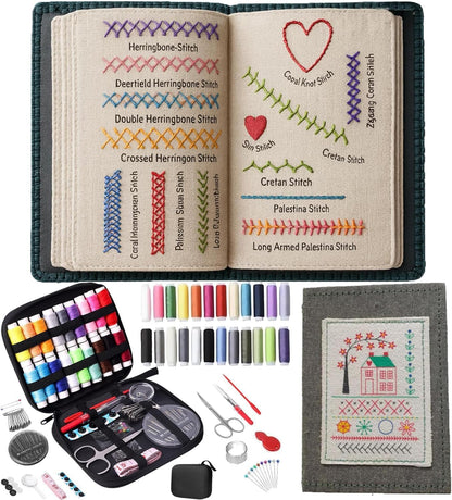 Cekomady 2026 Upgraded Embroidery Stitch Book Kit, 106 Patterns with Tools & Tutorials, 86 PCS Beginner Embroidery Kit, Portable All-in-One Hand Embroidery Book for Adults & DIY Craft Lovers (1Set)
