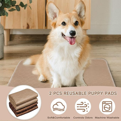 Paw Legend Washable Reusable Dog Pee Pads Super Absorbent (2 Pack) - Washable Reusable Puppy Training Pads | Quality Travel Pee Pads for Dogs | Absorbent and Odor Controlling