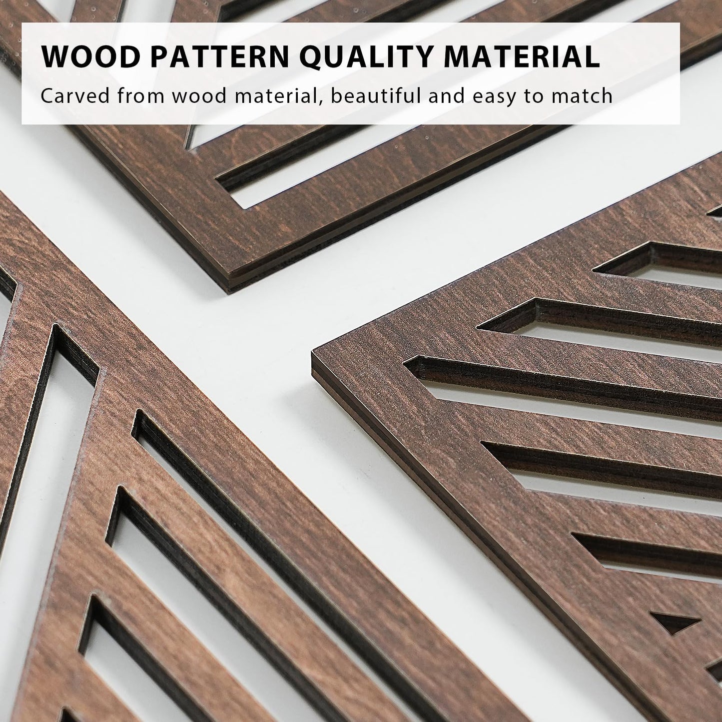VIYYIEA Boho Solid Wood Carved Wall Art Set of 3, Geometric Minimalist Wooden Home Decor Panels, Handcrafted Solid Wood Wall Hanging for Living Room Bedroom Hallway, 16 x 8 Inch Each (Sunset Brown)