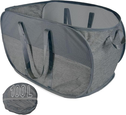 Upgraded 100L Collapsible Laundry Basket, Extra Large Mesh Pop Up Laundry Hamper