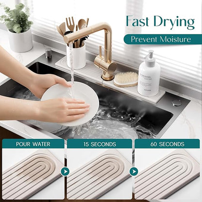 Faucet Mat for Kitchen Sink – Diatomite Stone Drying Mat & Sink Protector