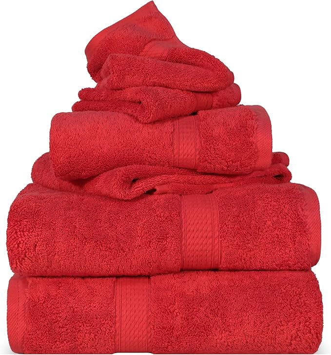 SUPERIOR Solid Egyptian Cotton Towel Set, Washcloths 13” x 13”, Hand Towels 20”