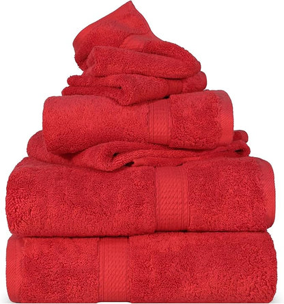SUPERIOR Solid Egyptian Cotton Towel Set, Washcloths 13” x 13”, Hand Towels 20”