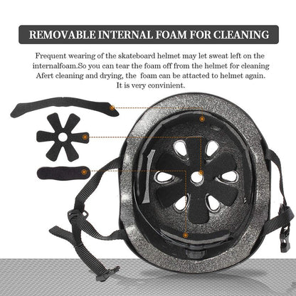 Tourdarson Skateboard Helmet Impact Resistance Ventilation for Youth & Adults (Black,Large)