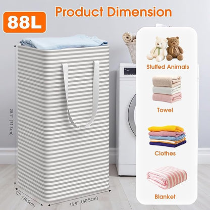 3 Pack Large Laundry Basket, Waterproof & Freestanding Laundry Hamper,