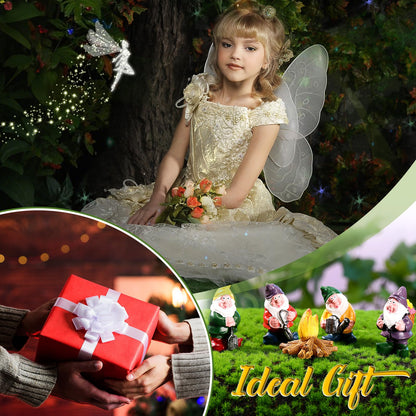 HyDren 100 Pcs Fairy House Garden Kit Accessories Miniatures Fairy Figures Gnomes Statue Lights Mushroom House Micro Landscape Ornaments for DIY Outdoor Dollhouse Decoration
