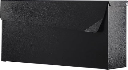 KYODOLED Wall-Mount Mailbox, Large Capacity Mail Box, Mailboxes for Outside, Galvanized Steel Rust-Proof Metal Post Box, 14.56" x7" x4.13" Black