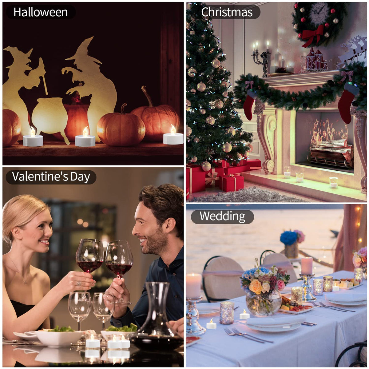 KOABY 200 Pack Warm White LED Tea Lights, Last 100H+, Flickering Flameless Battery Operated Tea Lights for Decor