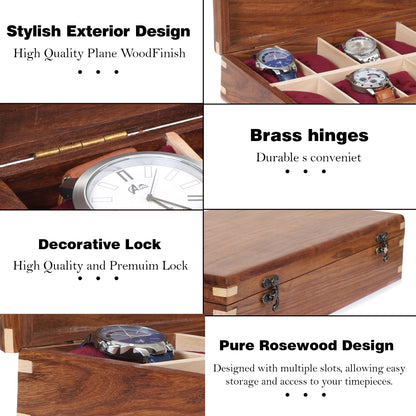 Brainmart Wooden Watch Box for Men & Women, Premium Watch Organizer Case with Wood Top, Durable Storage Holder for Watches, Elegant Gift for Collectors & Enthusiasts (12 Slot)