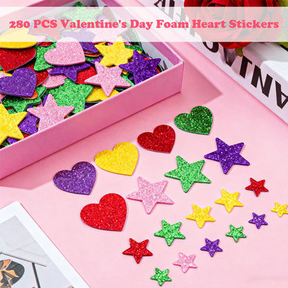 24 Sheets Valentines Stickers with 280 PCS Foam Stickers