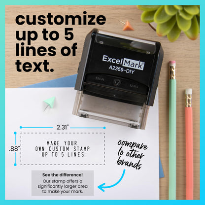 ExcelMark Self-Inking DIY Custom Rubber Stamp Kit - Personalized Stamper for Business or Home - Address Stamp, Message Stamp, and More (Black)