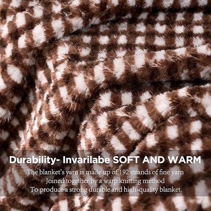Zyrah Fleece Throws for Couch Super Soft Throw Blanket Lightweight Decorative Fuzzy Cozy Blankets for Sofa Chair Bed (C-Brown, Twin(60"x80"))
