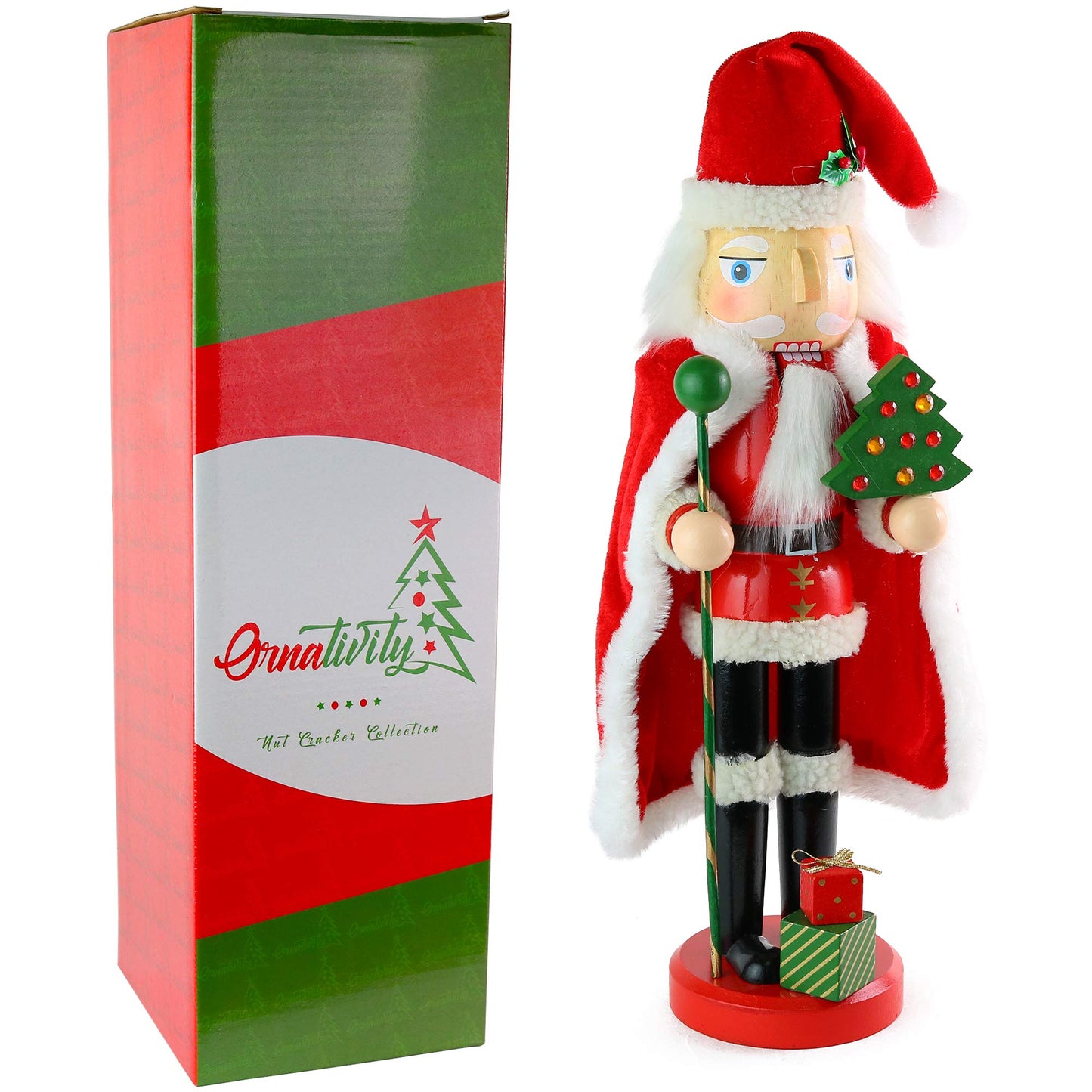 Ornativity Christmas Santa Claus Nutcracker - Holiday Wooden Xmas Nutcracker Santa Figure Home Decoration 13.5"