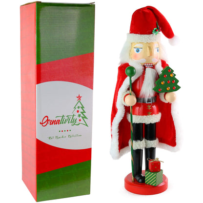 Ornativity Christmas Santa Claus Nutcracker - Holiday Wooden Xmas Nutcracker Santa Figure Home Decoration 13.5"