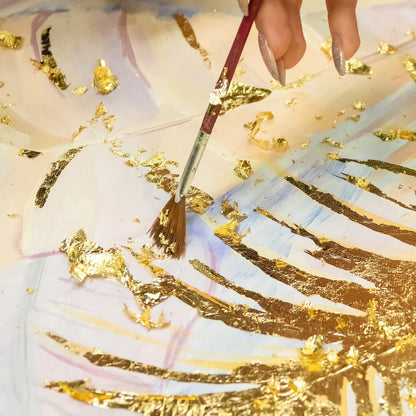Harloon Imitation Gold Leaf for Art Imitation Gold Foil Sheets Square Foil Paper for DIY Gilding Painting Decoration Crafting Furniture, 5.51 x 5.51 Inches/ 14 x 14 cm (500 Sheets)