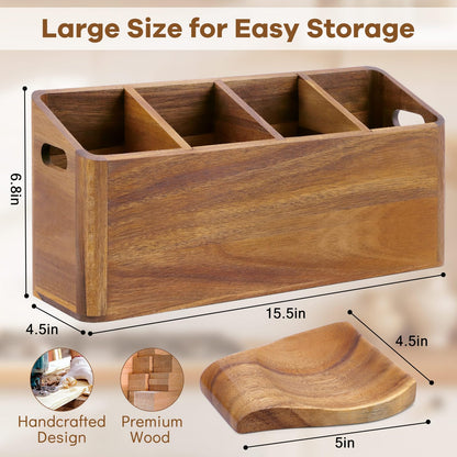 Wooden Kitchen Utensil Holder Countertop, Wooden Cooking Utensil Holder