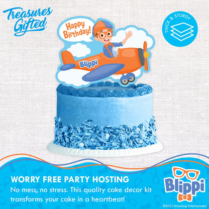 Treasures Gifted Officially Licensed Blippi Birthday Decorations Vehicle - Cake Topper Set - 1 Blippi Cake Topper & 24 Cupcake Toppers & Wrappers - Cake Decorations - Party Supplies