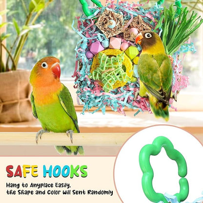 Parakeet Toys, Bird Toy Conure Grass Mat Budgie Shredder Hanging Set Cockatiel Foraging Toys Parrot Climbing Wall Toy Lovebird Cage Accessories for Small Birds