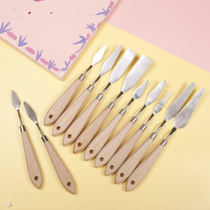 Incraftables 11 Piece Palette Knife Set – Stainless Steel Painting Knives for Acrylic, Oil & Cake Decorating – Assorted Pallet Spatula Knives with Ergonomic Handles