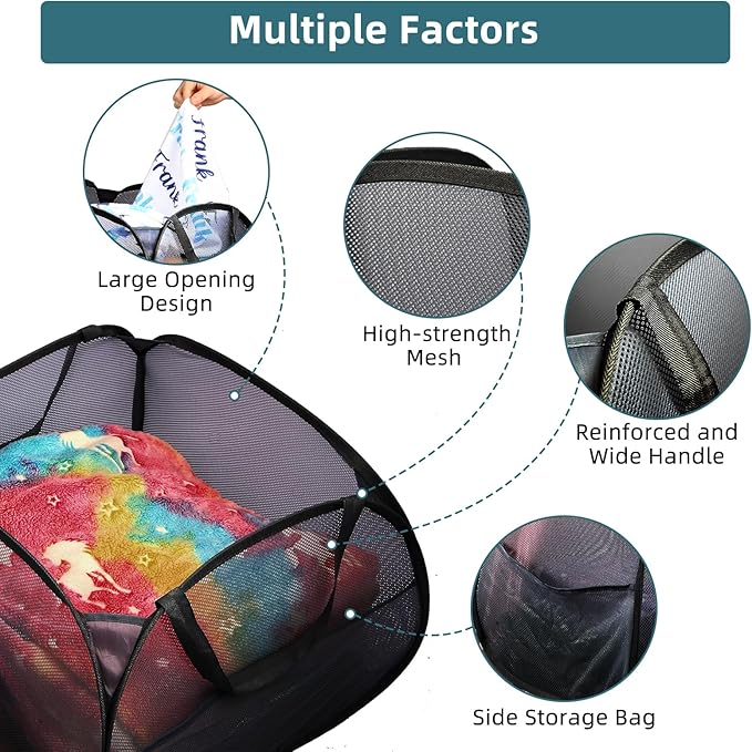 2 Pack Collapsible Laundry Baskets, 90L Large Foldable Laundry Basket, Durable