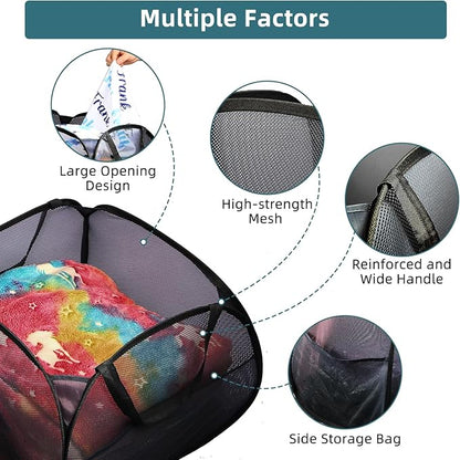 Collapsible Laundry Baskets, 90L Large Foldable Laundry Basket, Durable Mesh