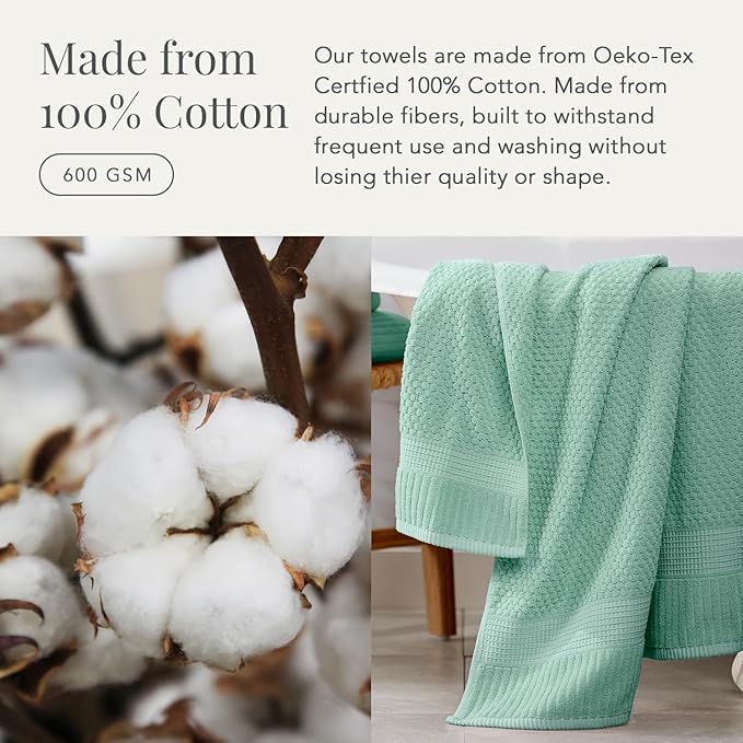 NY Loft 100% Cotton Bath Towel 4 Pack | Super Soft & Absorbent Quick-Dry Bath
