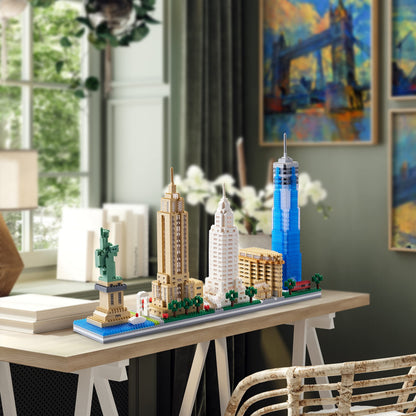 YaJie New York Skyline Micro Mini Blocks Building Set, Collection Model Kit - Detailed City Architecture for Adults（3452 Pcs）
