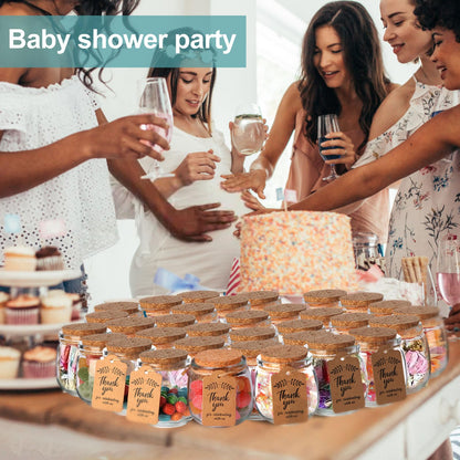 AIXIANG 20 Set 7oz Glass Jars with Cork Lid & Airtight Seal - Rustic Wedding Favors, Baby Shower Gifts, Candy & Spice Storage - Includes Twine, Labels (Multi-Purpose, Eco-Friendly)