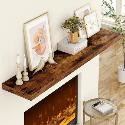 Feihorrm 36 Inch Floating Shelves, 12 Inch Deep Floating Shelves for Wall, Extra Deeper & Thicker Wooden Wall Shelf with Invisible Brackets, Shelf for Bedroom Home Decor（Rustic Brown, Set of 2）