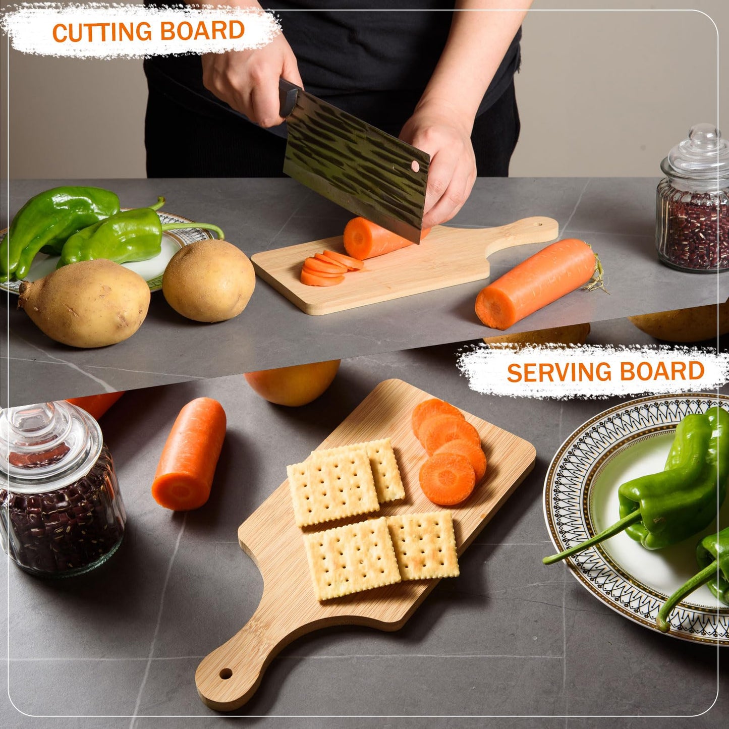AWIZOM 6 Pcs Small Bamboo Cutting Board Bulk 11x5 Inch Personalized Wood Chopping Board Customized Laser Engraving Charcuterie Boards for Wedding Mother's Day Housewarming Present,0.39" Thick
