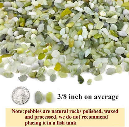 FANTIAN 10 lbs Jade Gravel Small Pebbles for Plants, 3/8 Inch Decorative Rocks for Plants Succulents Bamboo Vases Landscaping and Potted Drainage Rocks