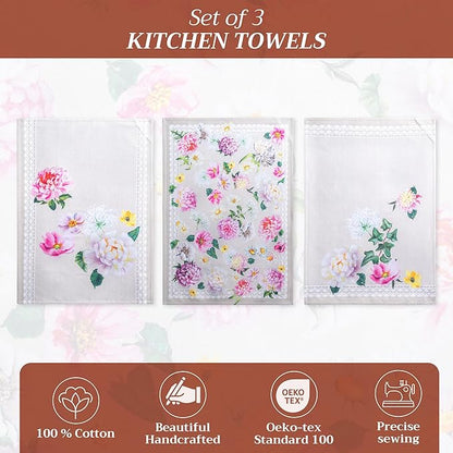 Maison d' Hermine Kitchen Towels Set of 3 100% Cotton 27.50" x 20" Reusable