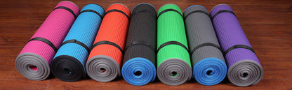 Fitvids All-Purpose 2/5-Inch (10mm) Extra Thick High Density Anti-Slip Exercise Pilates Yoga Mat with Carrying Strap Purple