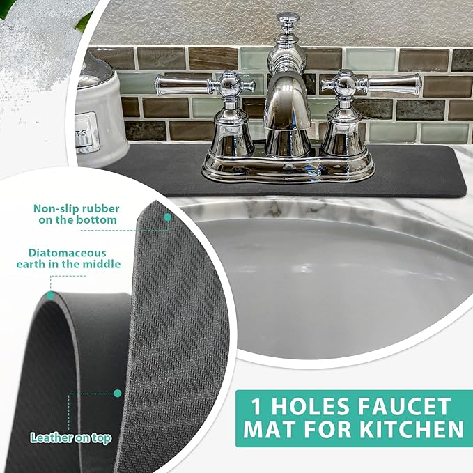 Tioncy 2 Pcs Faucet Mat Sink Splash Guard Oval-hole Oval Splash Pad