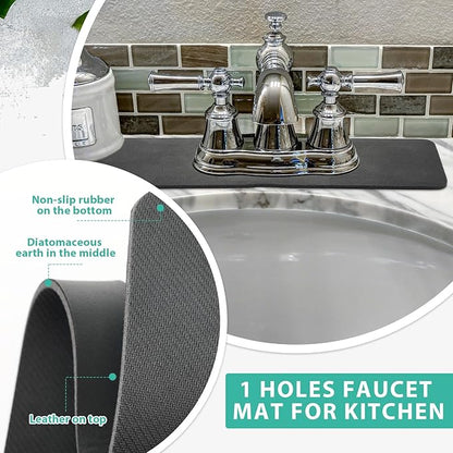 Tioncy 2 Pcs Faucet Mat Sink Splash Guard Oval-hole Oval Splash Pad