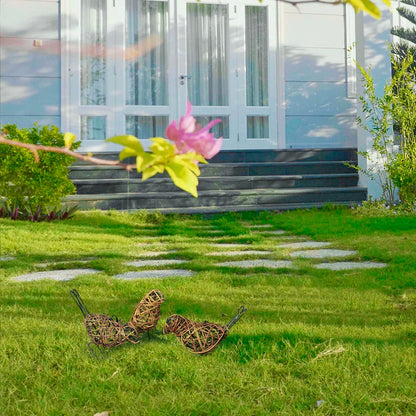ZZZ TYLOO 3pc Rattan Bird Statues - Farmhouse Wicker Home Decor Figurines