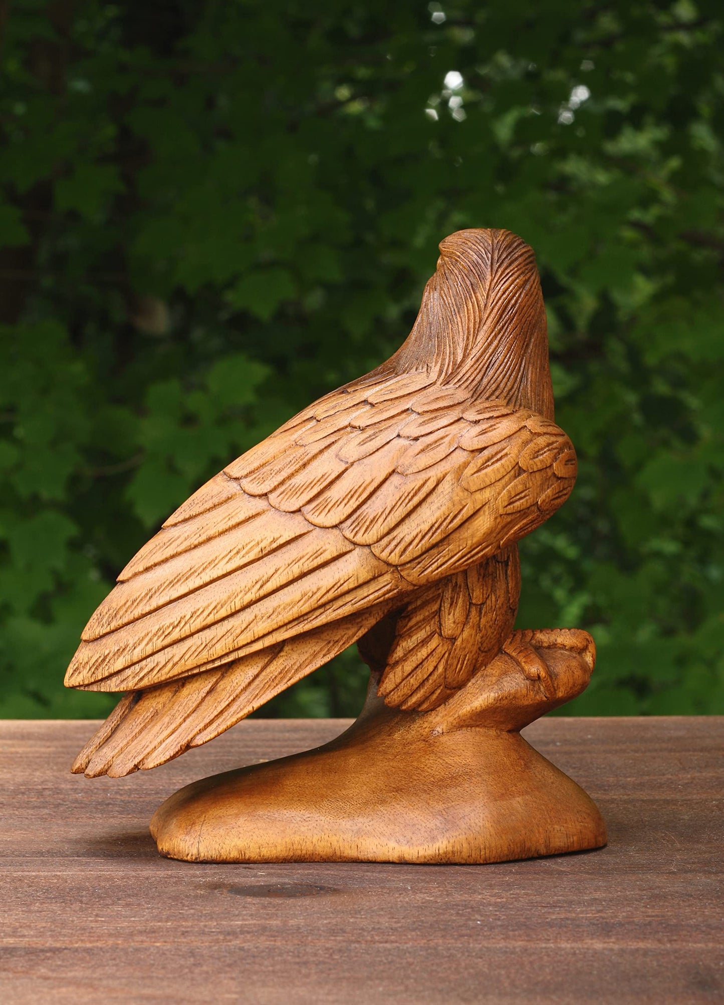 G6 Collection 8" Wooden Handmade American Eagle Statue Handcrafted Figurine Sculpture Art Hand Carved Rustic Lodge Outdoor Decorative Home Decor Us Accent Decoration Eagle Statue