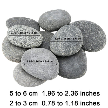 MUKLEI 60 PCS 2 Sizes River Rocks for Painting, 0.8-1.2 Inches, 2-3 Inches Flat Stones to Paint, Flat Rocks Smooth Painting Rocks Kindness Stones for DIY, Arts, Crafts, Family Time, Gray