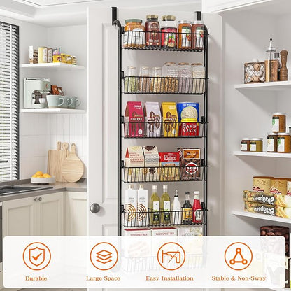 MIAOLI Over the Door Pantry Organizers and Storage, 6-Tier Spice Rack, Home &